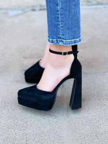 Wild Rose | Shoes | Black Velvet Peep Toe Platform Heels | Poshmark