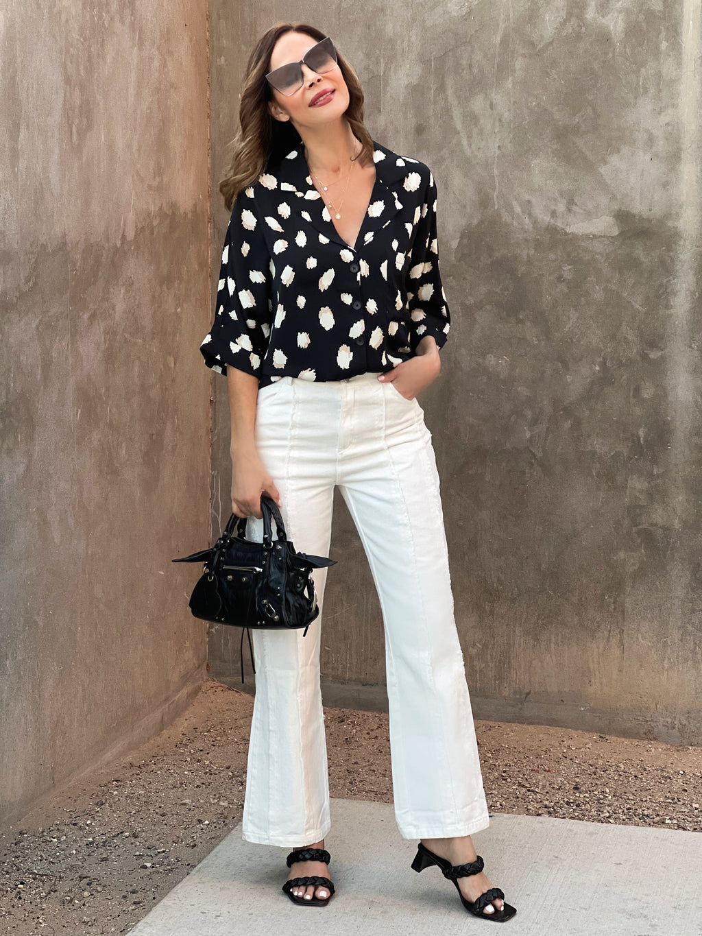 Ivory Flared Hem Pants