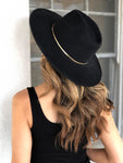 Black Felt Gold Chain Hat