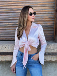 Pretty Pink Front Tie Blouse
