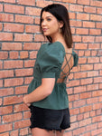 Hunter Green Pleated Blouse