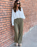 Olivia Khaki Linen Pants