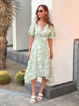 Sage Floral Wrap Dress